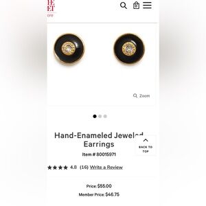 NWOT Metropolitan Museum of Art Black & Gold Enamel Jeweled Earrings